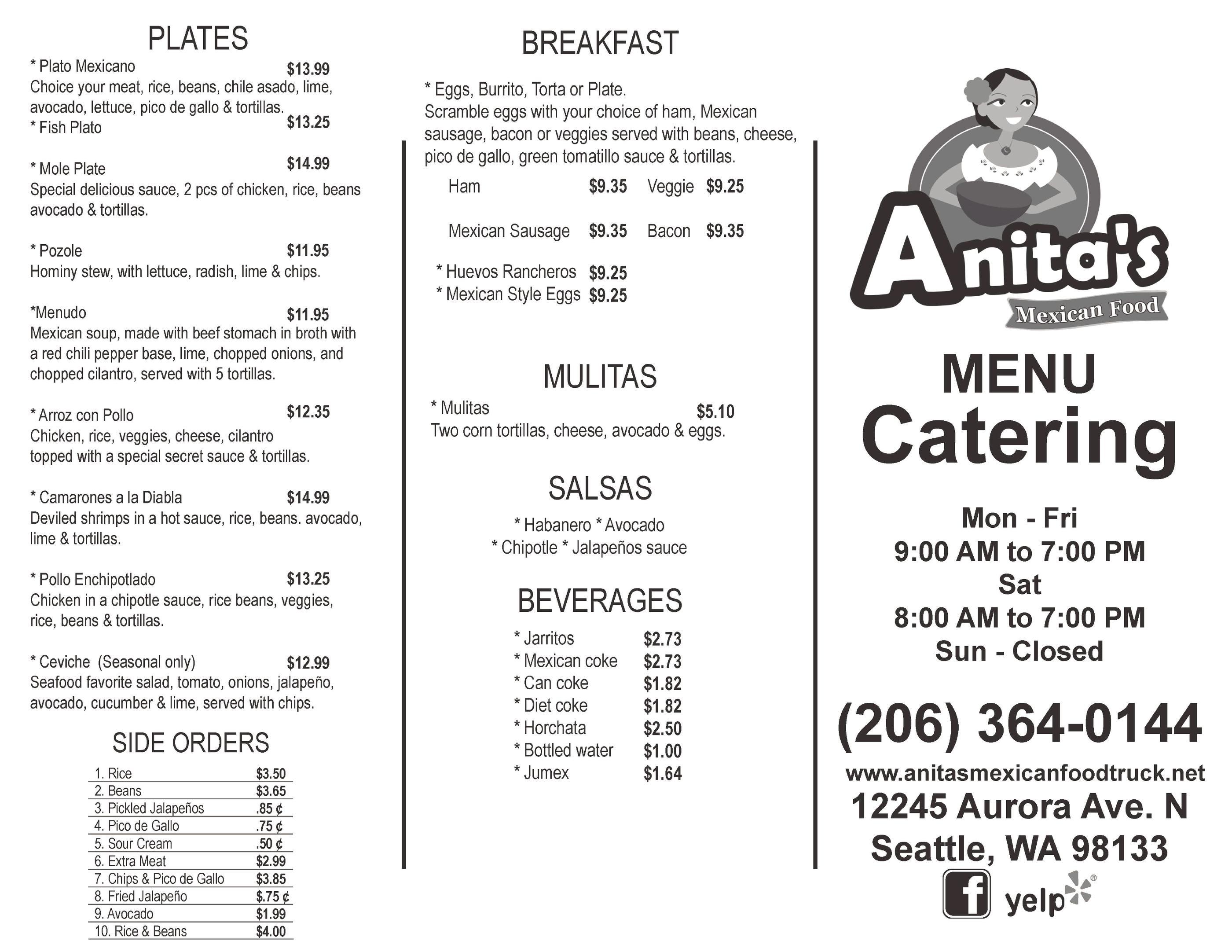 Aut Ntico Restaurante De Comida Mexicana Anita S Mexican Food   Anitas Mexican Food Anitas Menu Out 